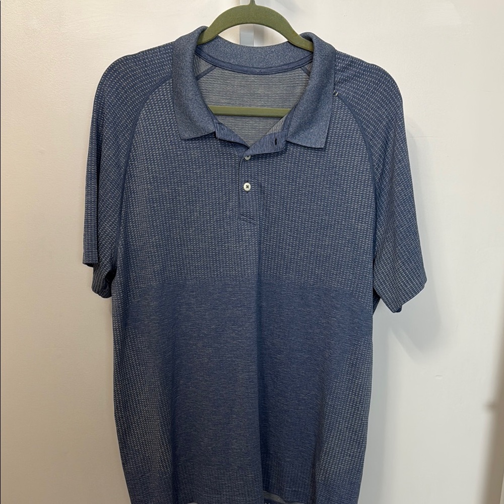 Lululemon Men's Blue Polo Shirt Short Sleeve Energy Creates Size XL